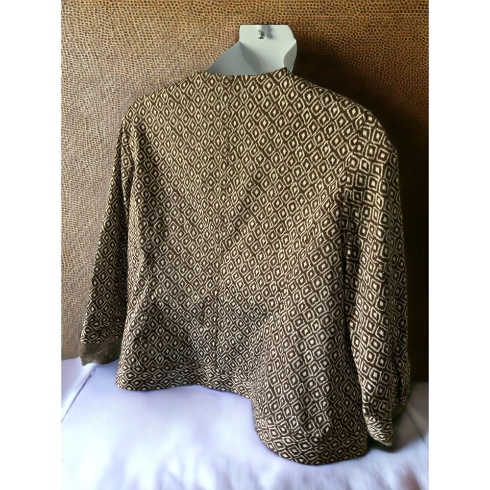 Ruby Rd Brown Diamond Pattern Cotton Blend Embell… - image 6